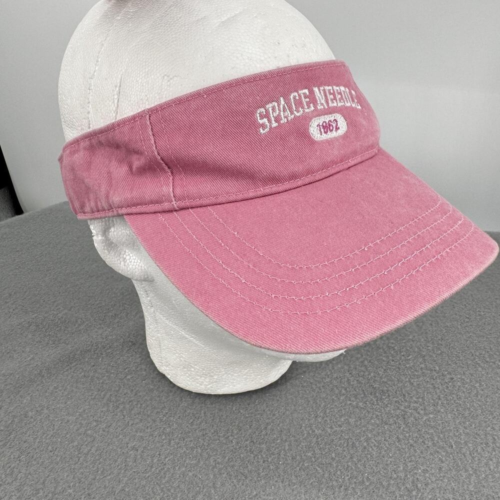 Vintage Seattle Space Needle 1962 Pink Visor Hat Adjustable Embroidered USA